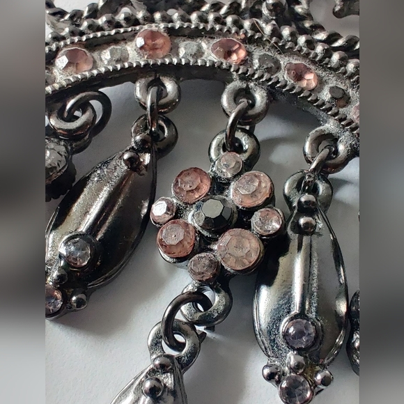 Vintage Silver Jewelry Necklace Pendant With Gem Stones - Picture 5 of 6